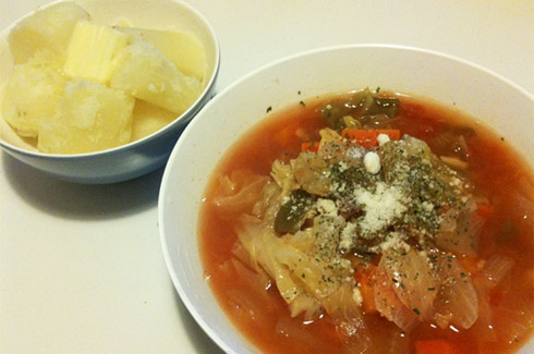 【ダイエット2日目】夜：脂肪燃焼スープ＋じゃがバタ