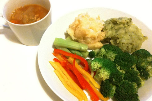 【ダイエット3日目】夜：脂肪燃焼スープ+温野菜
